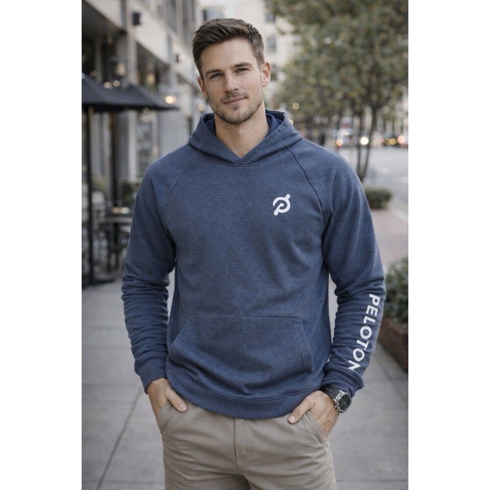 lululemon Hoodie Mens M‎ Blue City Sweat Pullover Peloton Logo Athletic Gym
